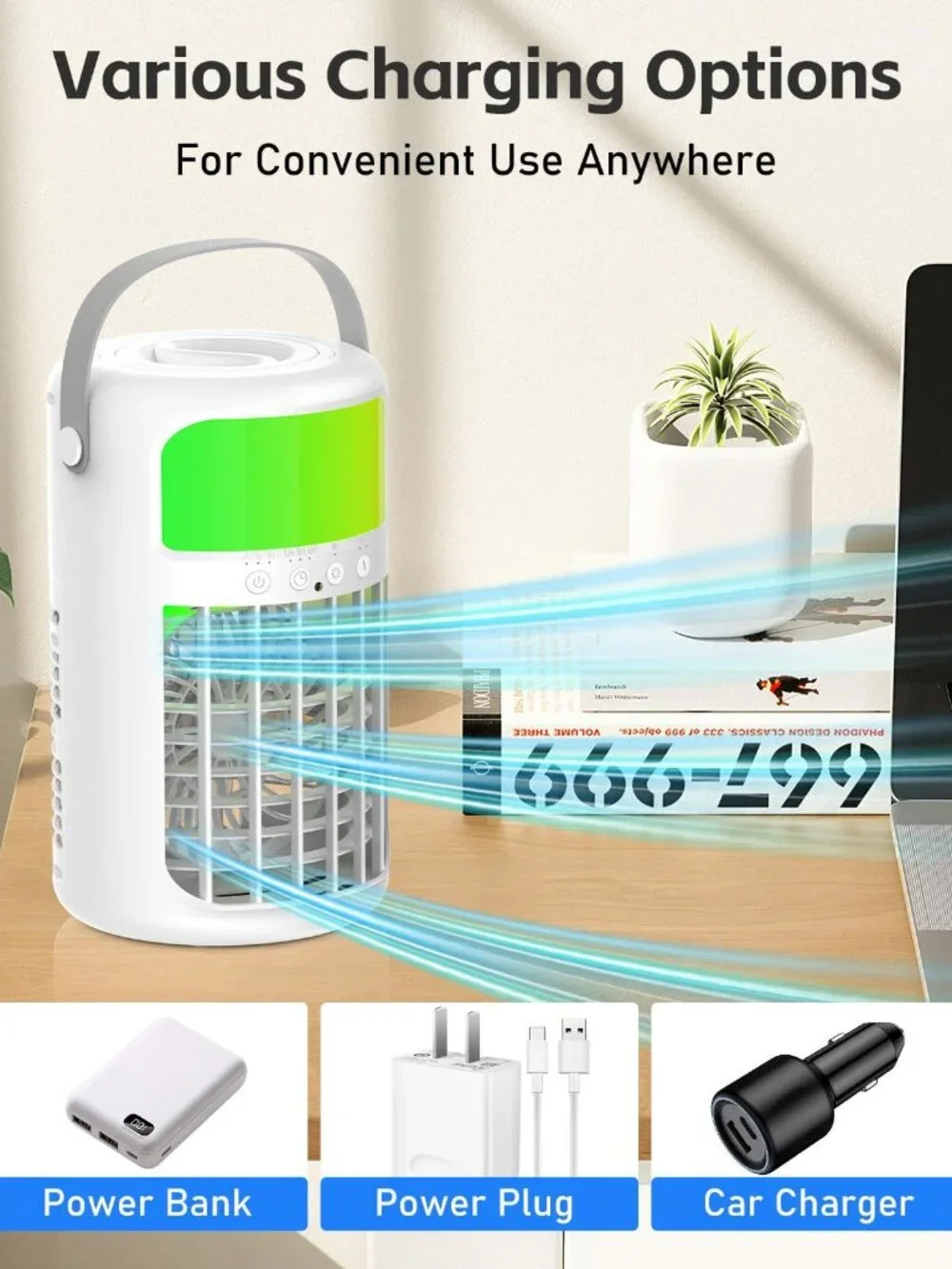 Stay Cool Anywhere — 4-in-1 Portable Air Conditioner Fan, Quiet Evaporative Cool